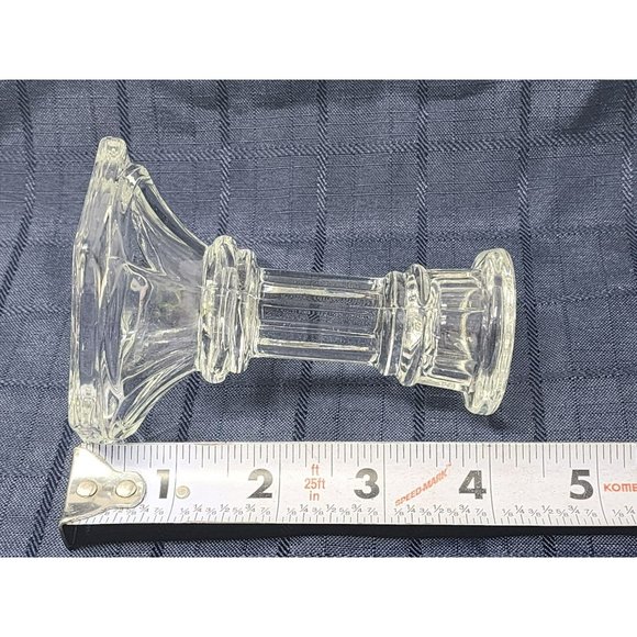 Vintage Set Of 2 Pressed Glass Clear Candle Stick Holders‎ Candle Holders - Picture 8 of 8
